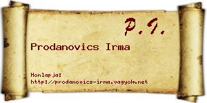 Prodanovics Irma névjegykártya